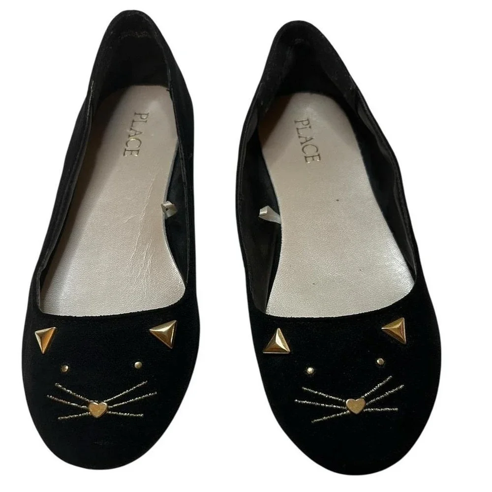 Kitty Core Halloween Black Cat Style The Children's Place Black Cat Face Flats